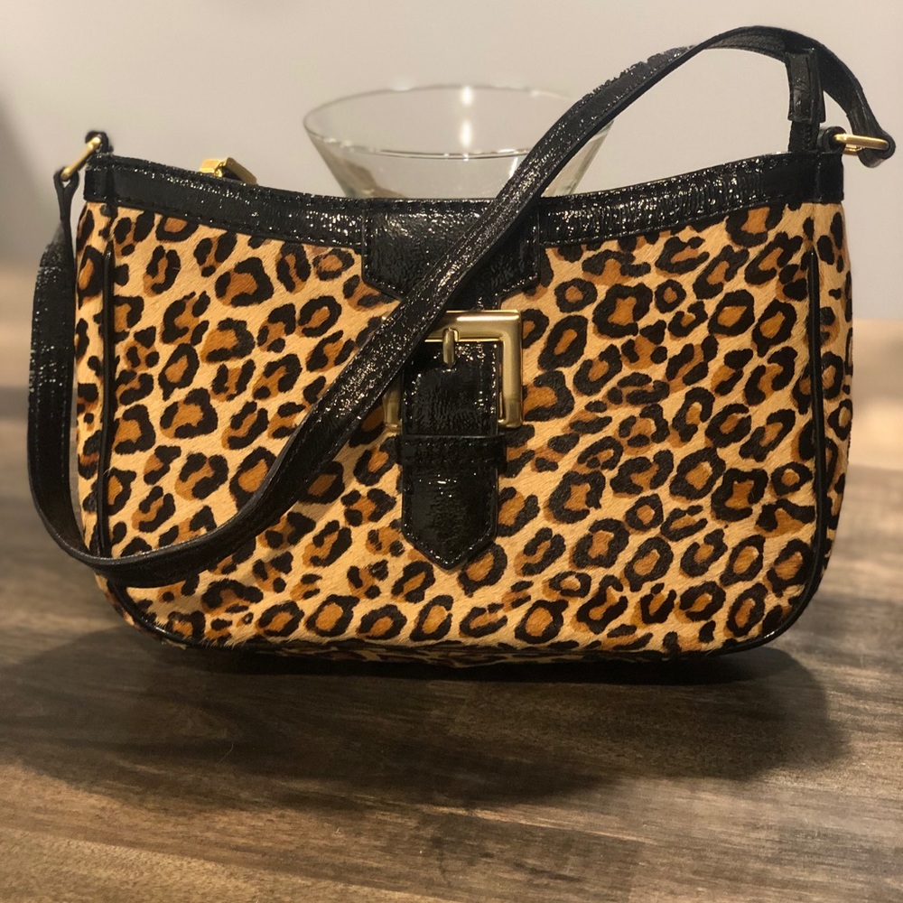 Talbots 90s vintage Leopard Leather handbag 🐆